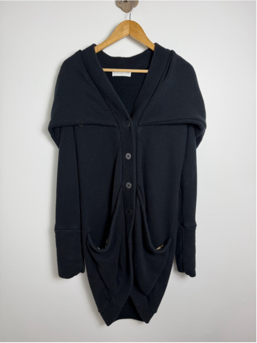 Rebecca King Three Way Sweater XL Black Convertible Hooded Coatigan